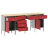 vidaXL Armario de trabajo con caj&oacute;n 4 pcs Rojo 200 x 55 x 85 cm