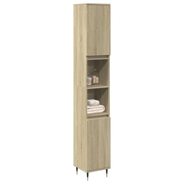 vidaXL Armario de ba&ntilde;o madera contrachapada roble Sonoma 30x30x190 cm