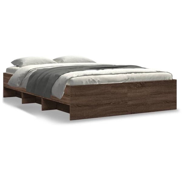 vidaXL Estructura de cama sin colch&oacute;n madera marr&oacute;n roble 120x190 cm