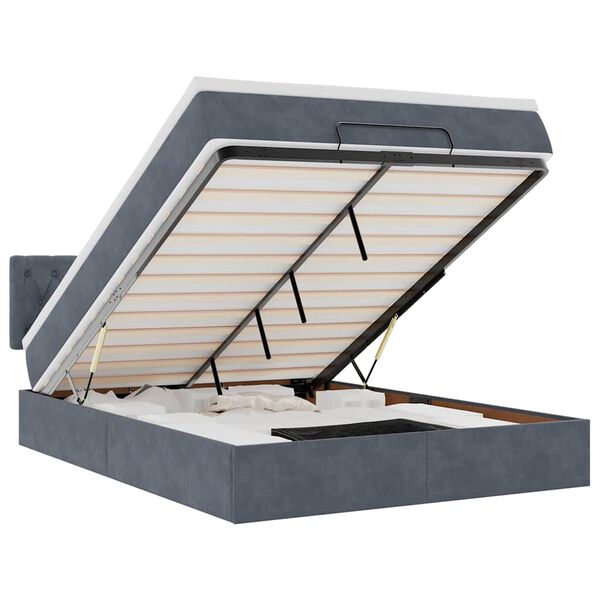 vidaXL Estructura cama otomana con colchón gris oscuro 140x200cm