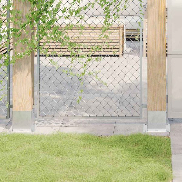 vidaXL Bases para postes cuadradas 4 uds. Plata 141x141 mm