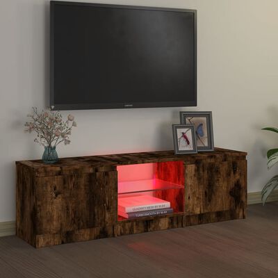 vidaXL Mueble de TV con luces LED roble ahumado 120x30x35,5 cm