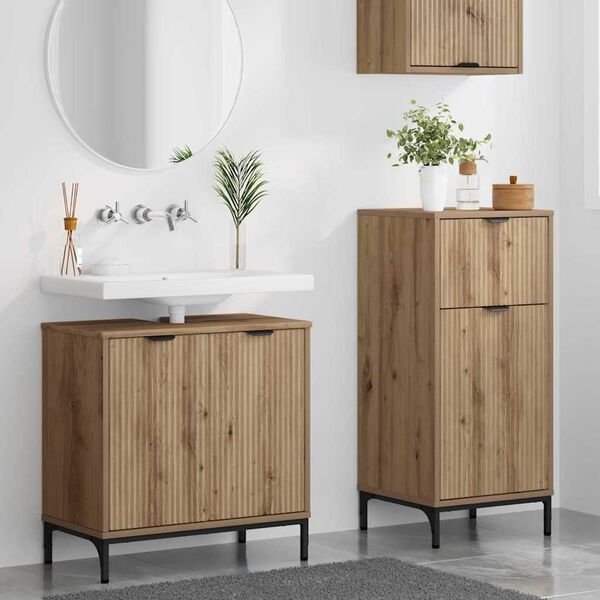 vidaXL Juego de muebles de ba&ntilde;o con caj&oacute;n 2 pcs Roble artesanal