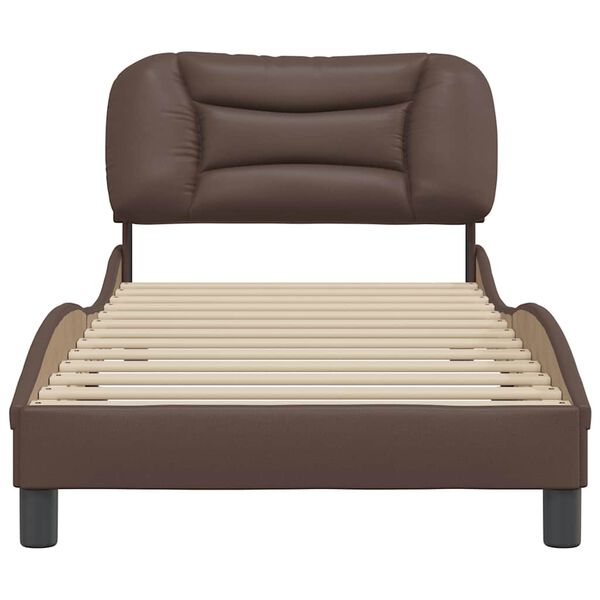vidaXL Estructura de cama sin colch&oacute;n Hvar cuero sint&eacute;tico marr&oacute;n 90x190 cm