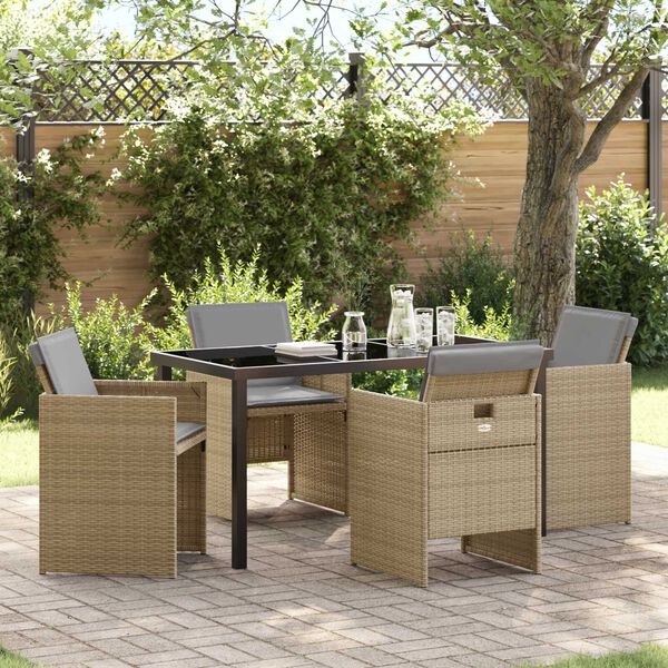 vidaXL Conjunto de Comedor de Jard&iacute;n 5 pcs Beige rat&aacute;n sint&eacute;tico