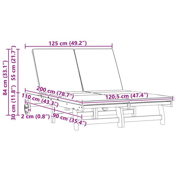 vidaXL Tumbona Marr&oacute;n 63 x 199 x 85 cm Madera de Acacia S&oacute;lida