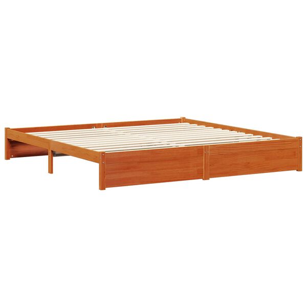 vidaXL Estructura de cama 2 pcs Marr&oacute;n cera Madera de Pino Macizo