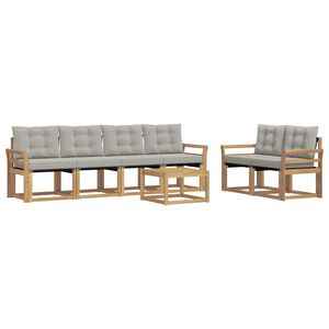 vidaXL Conjunto de sof&aacute;s de exterior 7 pcs Blanco y Gris Claro