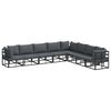 vidaXL Conjunto de sof&aacute;s de jard&iacute;n 8 uds. Negro Aluminio
