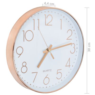 vidaXL Reloj de pared 30 cm rosa dorado