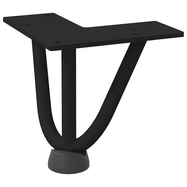 vidaXL Patas de horquilla para mesa de centro (4 unidades), color negro, 10 cm, acero macizo