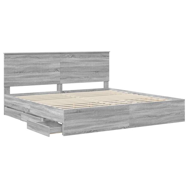 vidaXL Estructura de cama Gris Sonoma 200 x 200 cm Madera Ingenieril