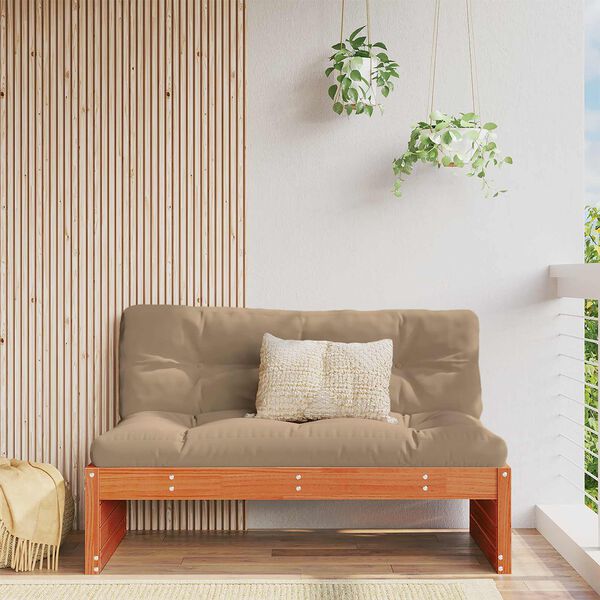 vidaXL Sof&aacute; Medio de Jard&iacute;n Madera de Pino Macizo Marr&oacute;n Cera