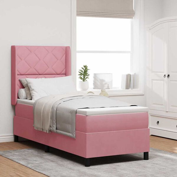 vidaXL Cama tipo Box Spring con colch&oacute;n Rosa 80 x 200 cm Terciopelo