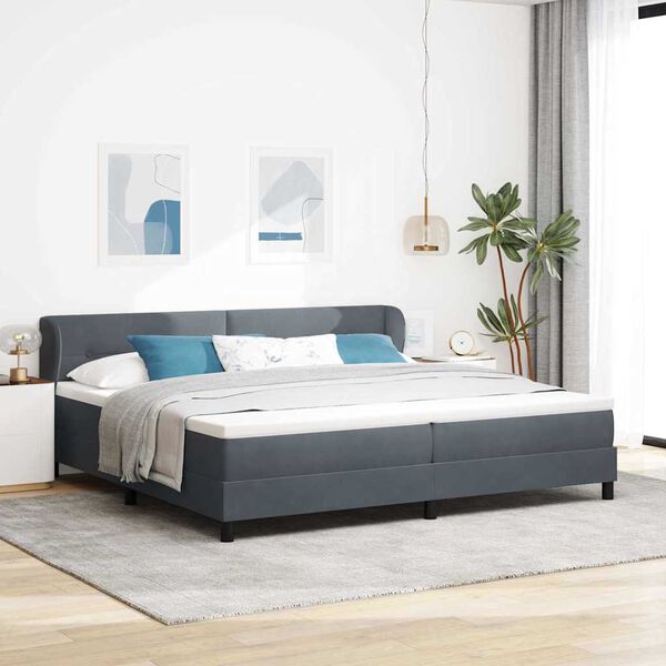 vidaXL Cama tipo Box Spring Gris oscuro 200 x 200 cm Terciopelo