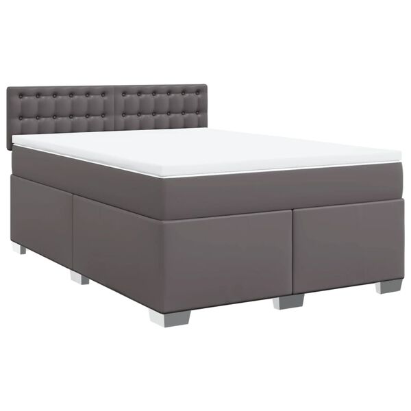 vidaXL Cama box spring con colchón cuero sintético gris 160x200 cm