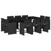 vidaXL Set de comedor jard&iacute;n 11 pzas con cojines rat&aacute;n sint&eacute;tico negro