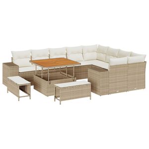 vidaXL Conjunto de sof&aacute; de jard&iacute;n con coj&iacute;n 12 pcs Beige y Crema