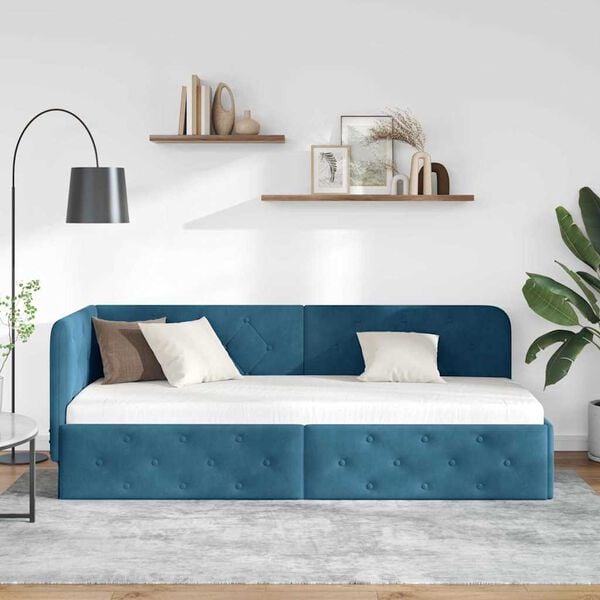 vidaXL Estructura de cama en esquina Azul 80 x 200 cm Terciopelo