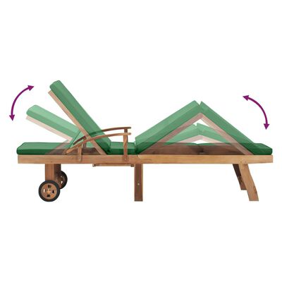 vidaXL Tumbona con cojín madera maciza de teca verde