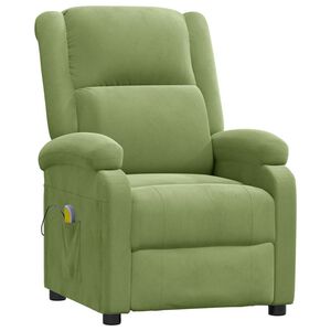 vidaXL Sill&oacute;n de masaje de terciopelo verde claro