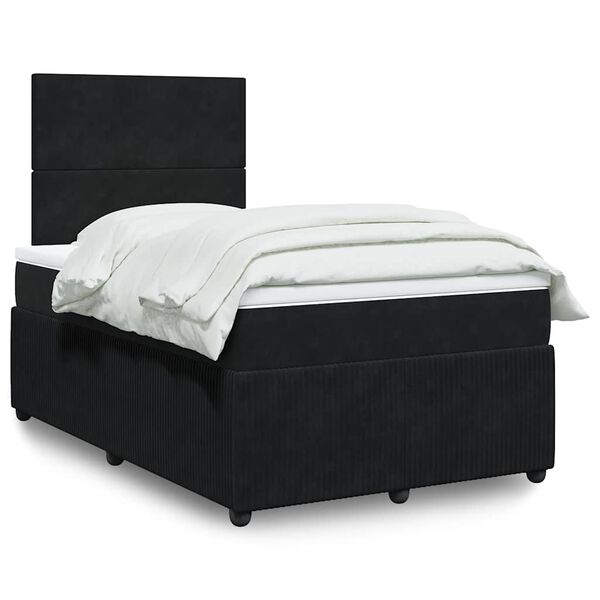 vidaXL Cama box spring con colch&oacute;n terciopelo negro 120x200 cm