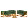 vidaXL Juego muebles de jard&iacute;n 6 piezas madera maciza y cojines verdes