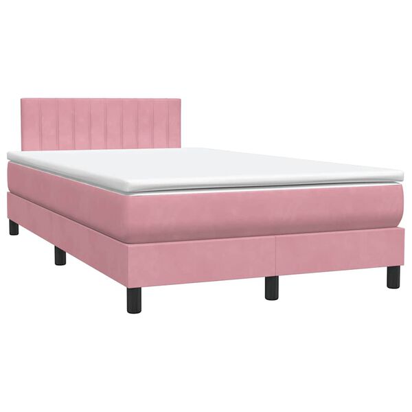 vidaXL Cama box spring con colch&oacute;n terciopelo rosa 120x220 cm