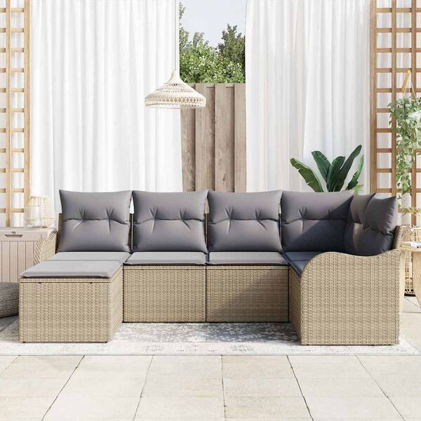 vidaXL Conjunto de sof&aacute; de jard&iacute;n Beige rat&aacute;n sint&eacute;tico