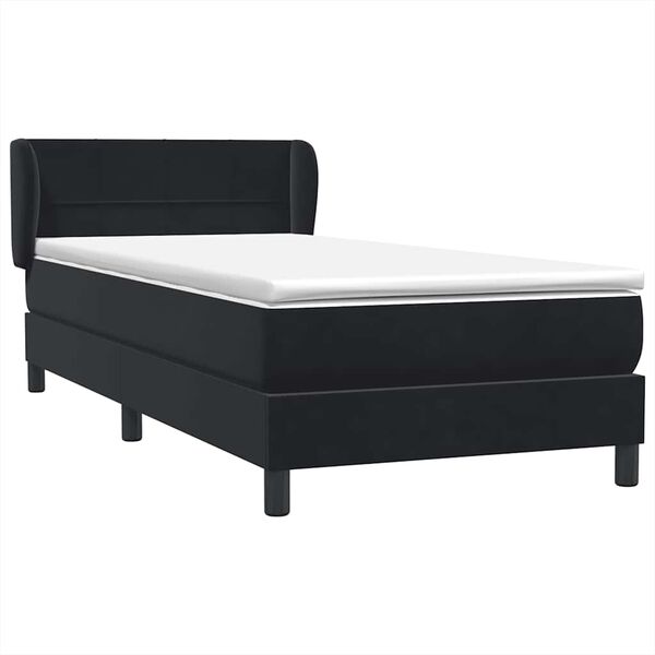 vidaXL Cama box spring con colch&oacute;n terciopelo negro 90x220 cm