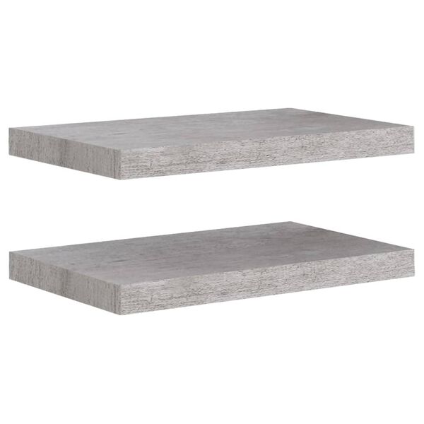 vidaXL Estantes flotantes pared 2 uds MDF gris hormig&oacute;n 50x23x3,8 cm