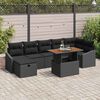 vidaXL Conjunto de sof&aacute; de jard&iacute;n 8 pcs Negro rat&aacute;n sint&eacute;tico
