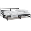 vidaXL Sof&aacute; cama extra&iacute;ble madera maciza de pino gris 2x(80x200) cm