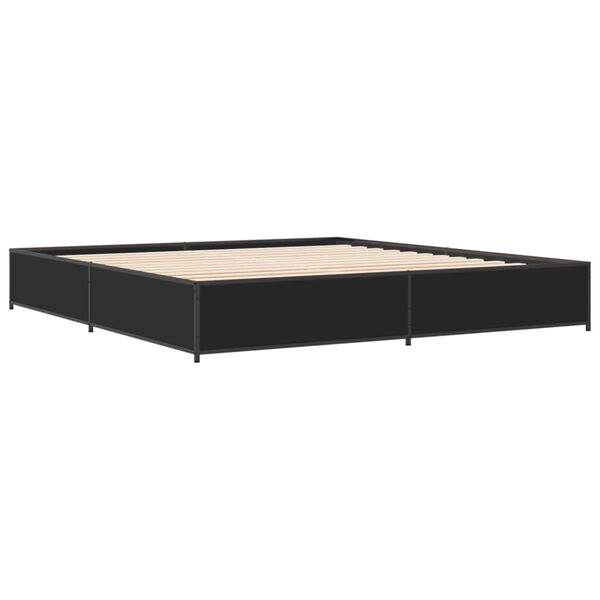 vidaXL Estructura de cama madera de ingenier&iacute;a y metal negro 200x200cm