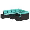 vidaXL Conjunto de sof&aacute; de jard&iacute;n 9 uds. Negro y Turquesa