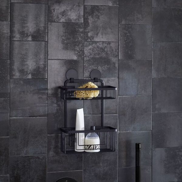 Kleine Wolke Estanter&iacute;a de ducha doble Rocco rectangular negro