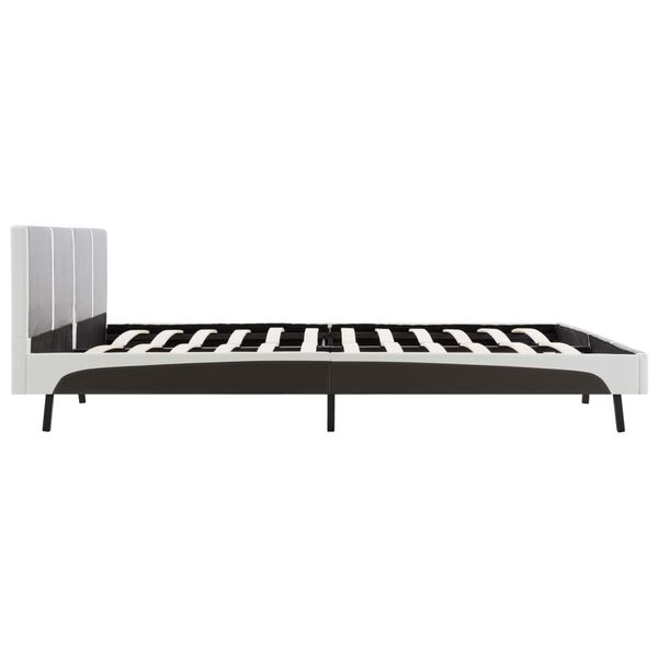 vidaXL Cama sin colch&oacute;n cuero sint&eacute;tico gris y blanco 180x200 cm