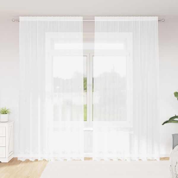 vidaXL Cortina de Encaje con cortinas Floral 280 x 200 cm Poli&eacute;ster