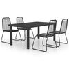 vidaXL Set de comedor de jard&iacute;n de 5 piezas PVC rat&aacute;n negro