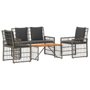 vidaXL Juego de muebles de exterior 4 pcs Negro y Gris oscuro