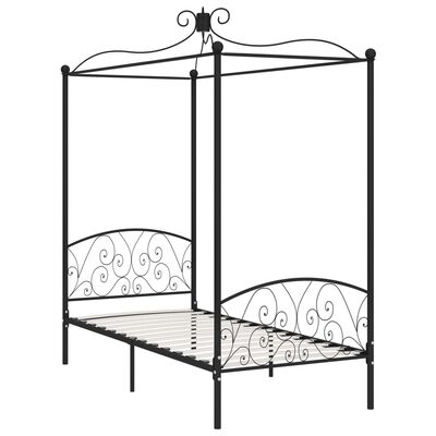 vidaXL Estructura de cama con dosel metal negro 100x200 cm