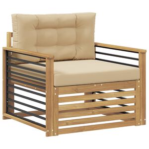 vidaXL Sof&aacute; de exterior Poli&eacute;ster Blanco y beige