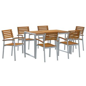 vidaXL Conjunto de Comedor de Jardín 7 pcs Gris y marrón