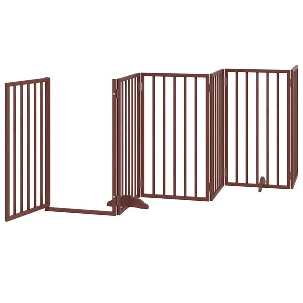 vidaXL Puerta de perros plegable 12 paneles madera &aacute;lamo marr&oacute;n 600 cm