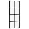 vidaXL Puerta de interior vidrio templado y aluminio negro 83x201,5 cm
