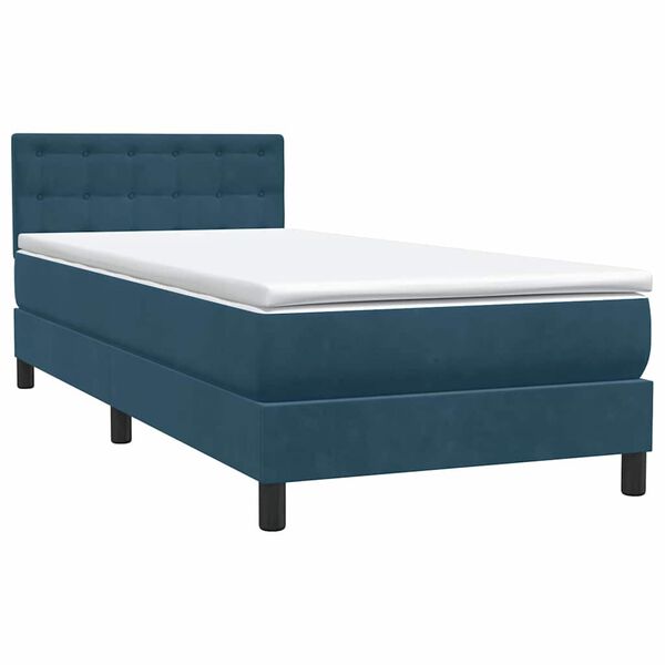 vidaXL Cama box spring con colch&oacute;n terciopelo azul oscuro 80x220 cm
