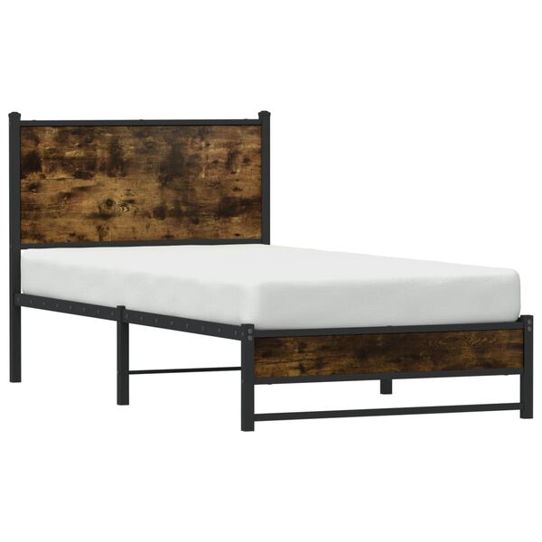 vidaXL Estructura de cama sin colchón metal roble ahumado 80x200 cm