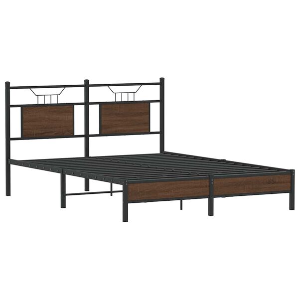 vidaXL Estructura de cama sin colch&oacute;n madera marr&oacute;n roble 150x200 cm