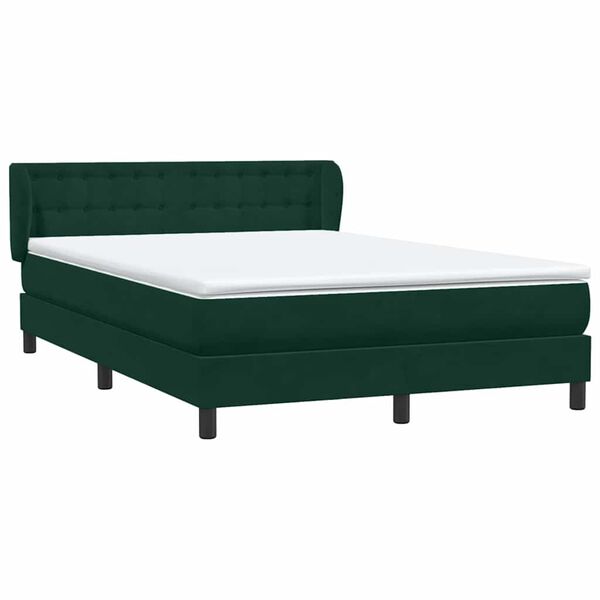 vidaXL Cama box spring con colch&oacute;n terciopelo verde oscuro 160x220 cm
