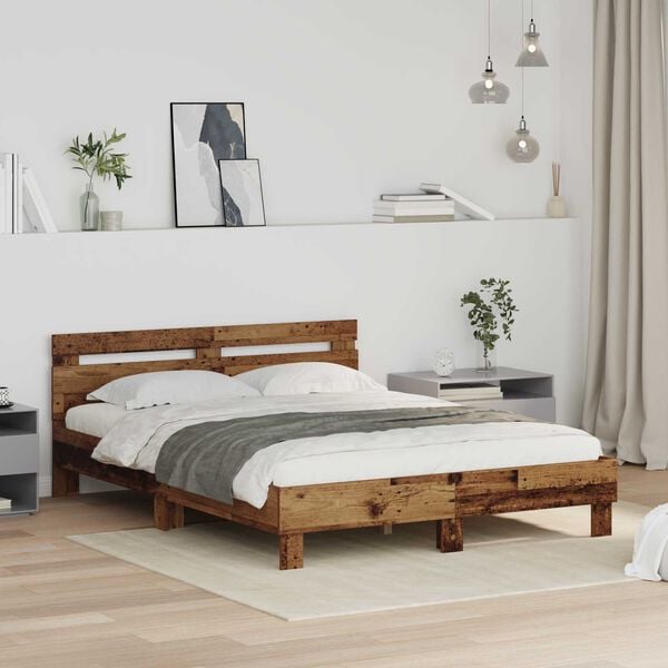 vidaXL Estructura de cama con cabecera Madera vieja 120 x 200 cm